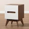 Baxton Studio Calypso Mid-Century White and Walnut Wood 2-Drawer Storage Nightstand 137-7504 - alternate 5